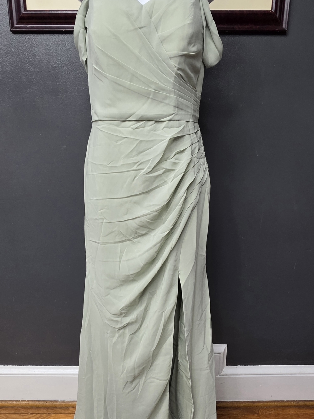 Sage Green Draped Evening Dress